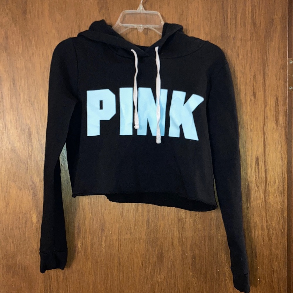 VS PINK cropped logo hoodie
